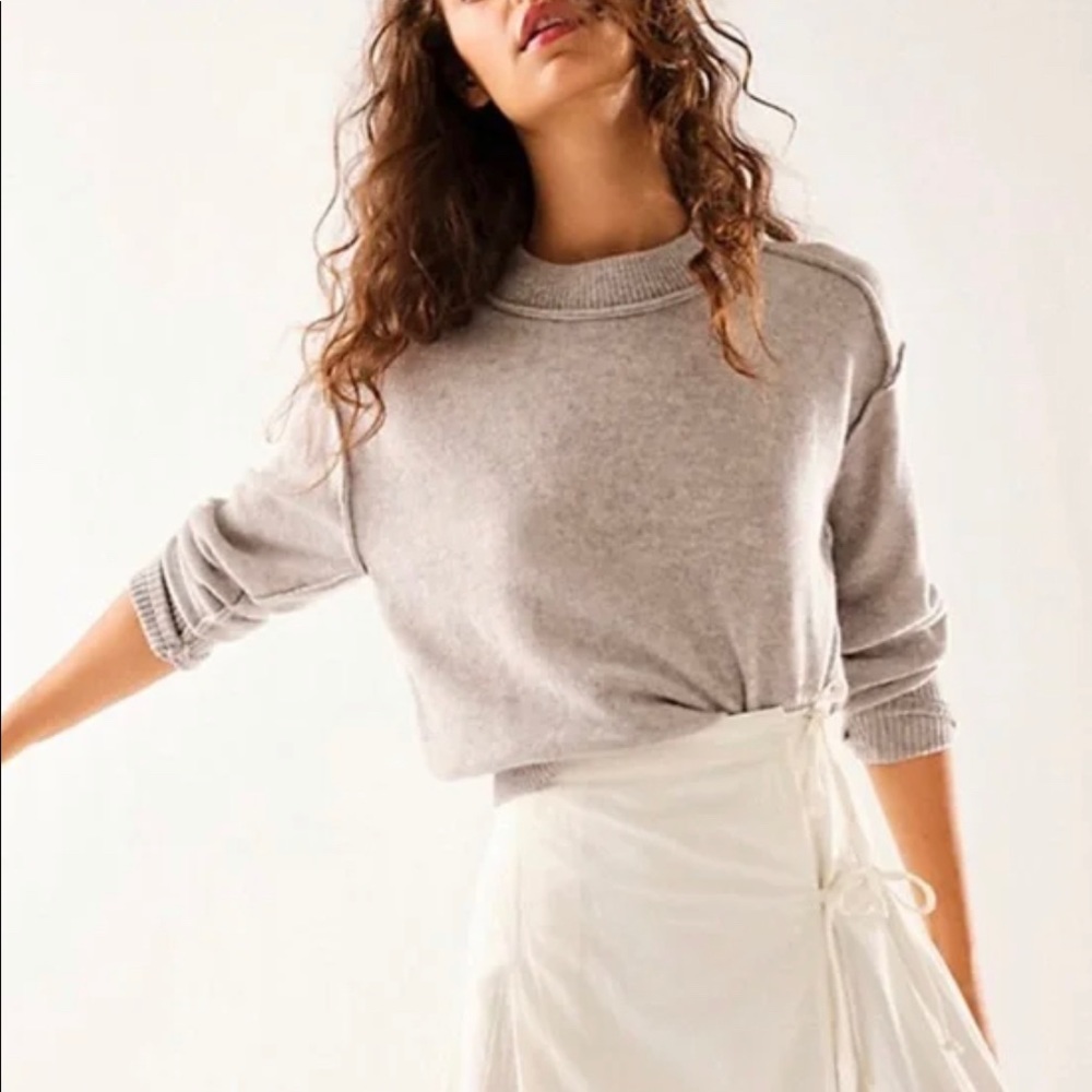 Grey Cashmere Cropped Free People Sweater